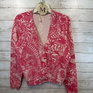 Tory Burch Abstract Print V-Neck Cardigan